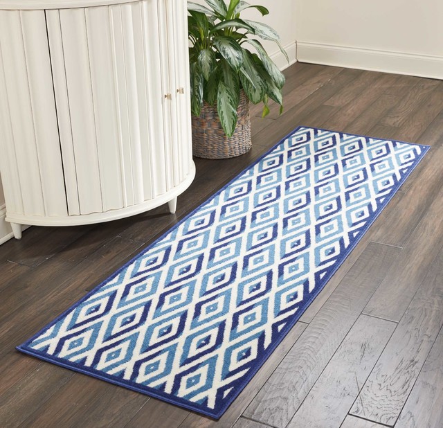 23 X 76 Nourison Grafix Area Rug Blue