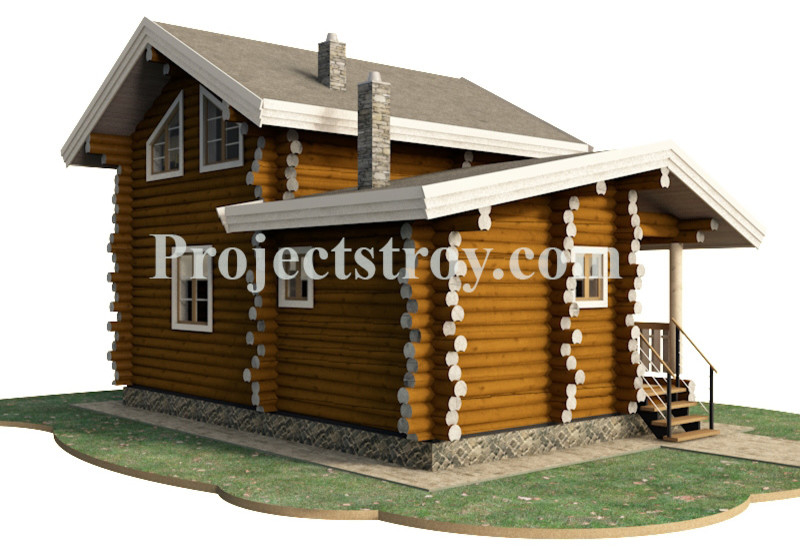 Проект бани из оцилиндрованного бревна под дикий сруб