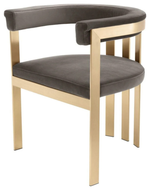 Angie Glam Gray Velvet Accent Chair Contemporary Armchairs And