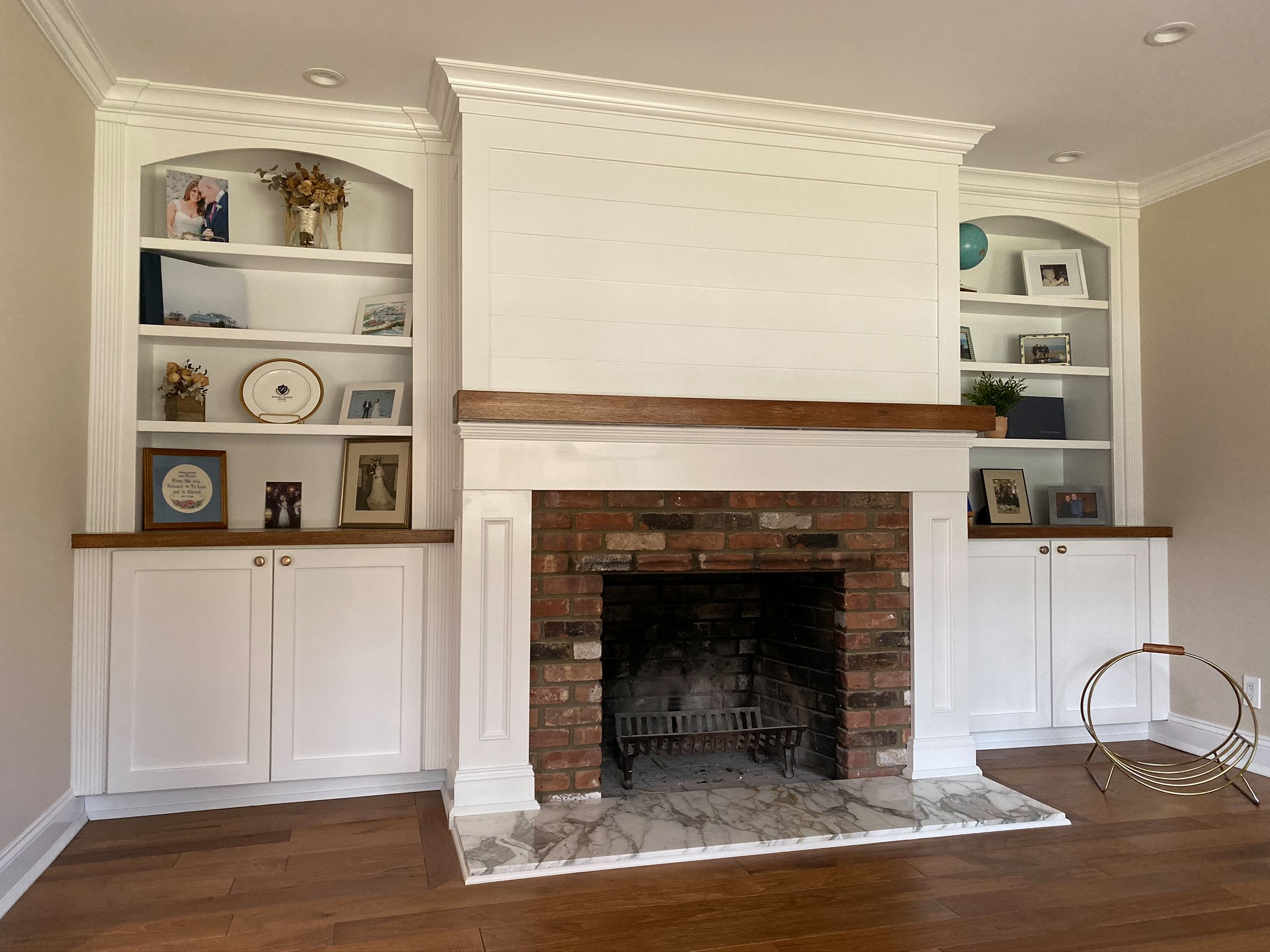 Colts Neck Fireplace Remodel custom Builtin Shelves
