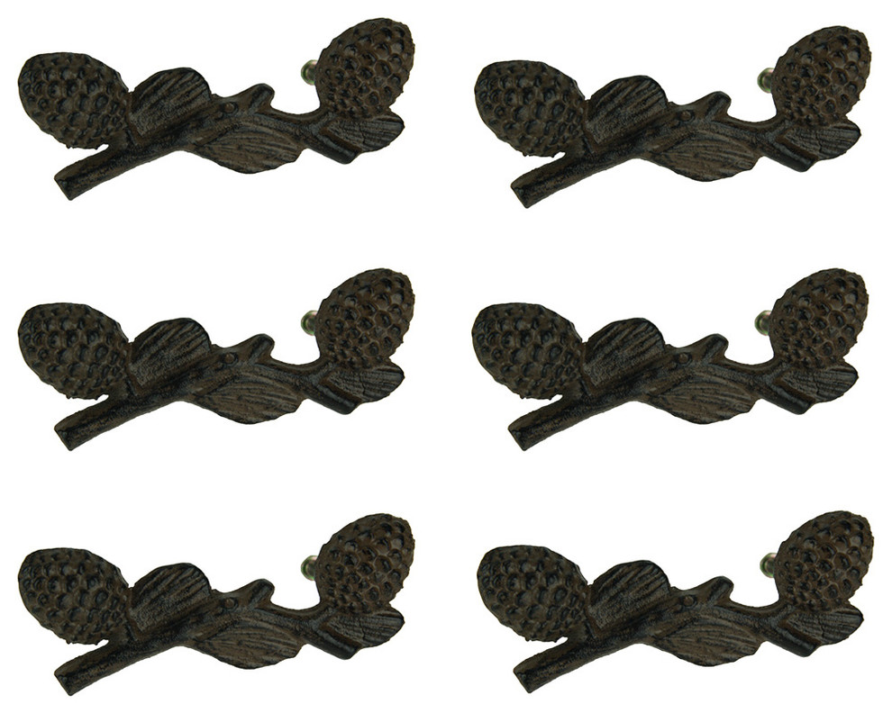 Rustic Pine Cones Decorative Cast Iron Drawer Or Cabinet Pull Set
