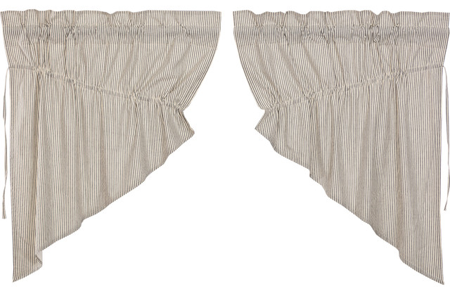 Americana Kitchen Curtains Rodanthe Seersucker Ticking Stripe Set