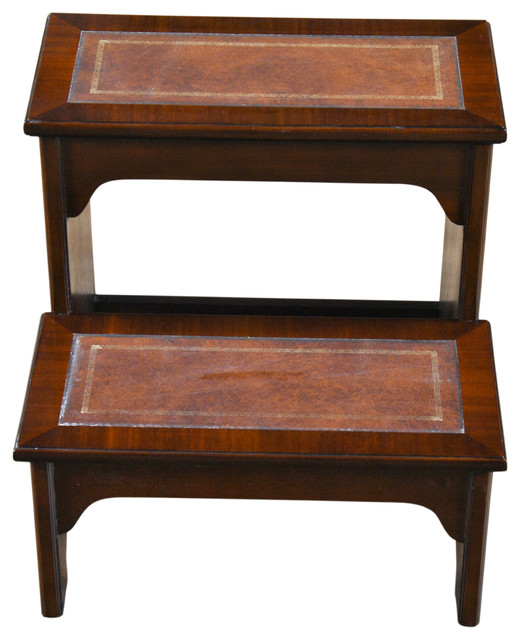 Mahogany Leather Bed Step Traditional Ladders And Stools Mahogany Leather Bed Step