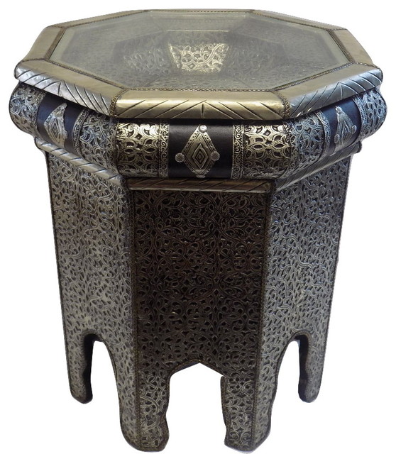 Moroccan Octagonal Metal Accent Table Arabesque Design Furniture End