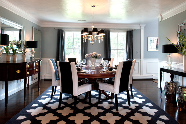 My Houzz: A Basic Builder Home Gets the Glam Treatment traditional-dining-room