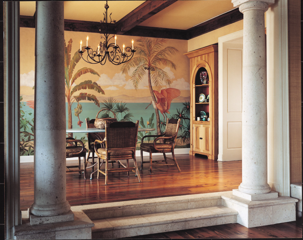 Photo of a tropical dining room in Miami.
