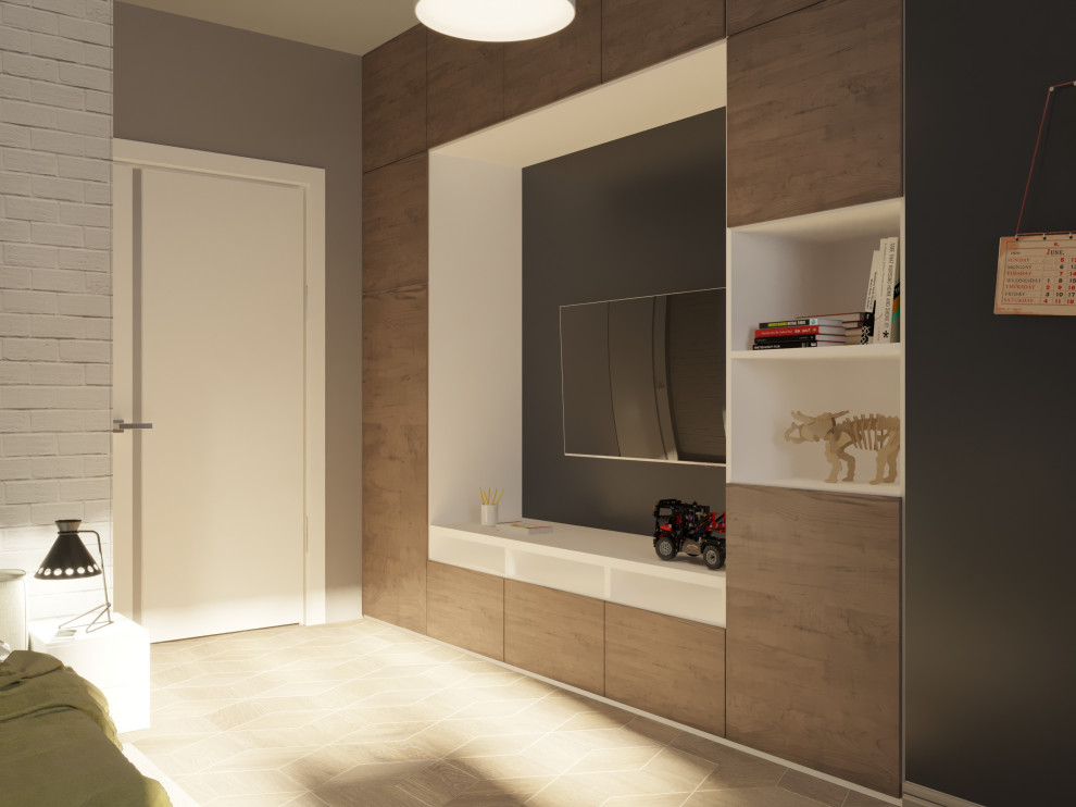 Комната для мальчика-подростка в проекте 2-х комнатной квартиры для молодой семь