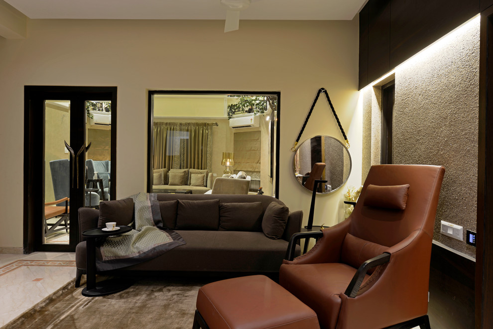 This is an example of a contemporary home theatre in Chennai.