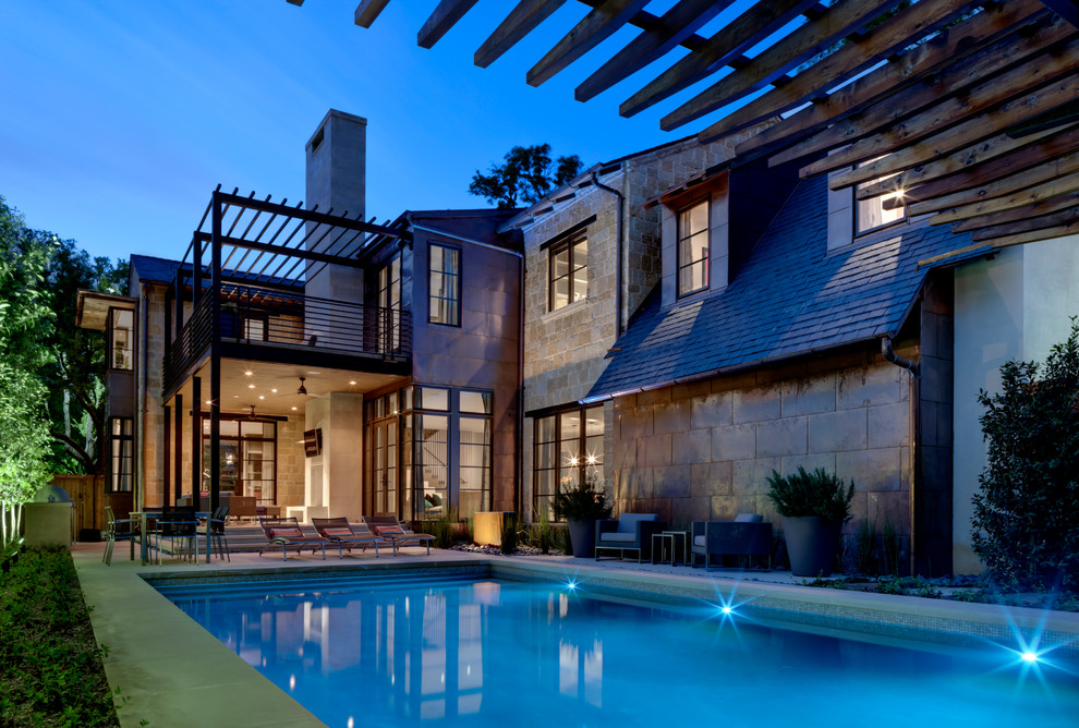 Design ideas for a contemporary rectangular pool in Dallas.