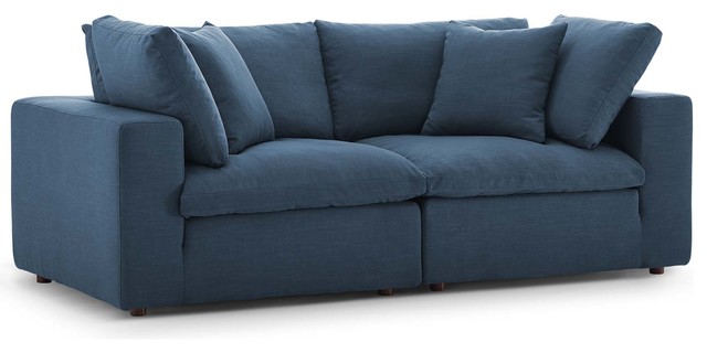 Commix Down Filled Overstuffed 2 Piece Sectional Sofa Set Azure