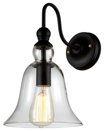 Bell Shaped Wall Sconce Light Clear Black Bulb Included Industrial Wall Sconces By Ohr Lighting Houzz