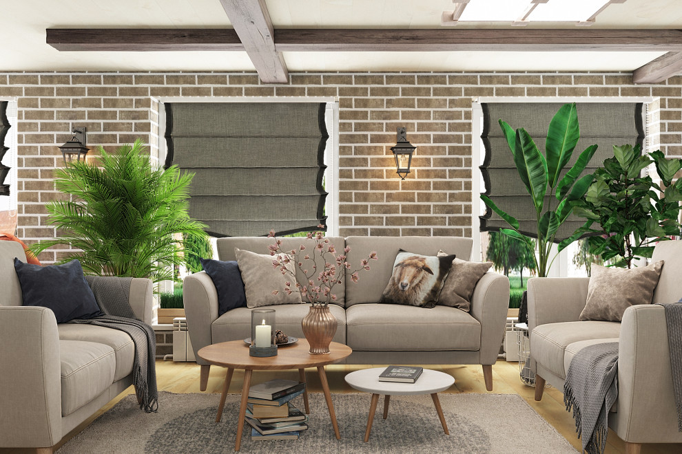 Дизайн-проект кухни гостиной с гриль - барбекю