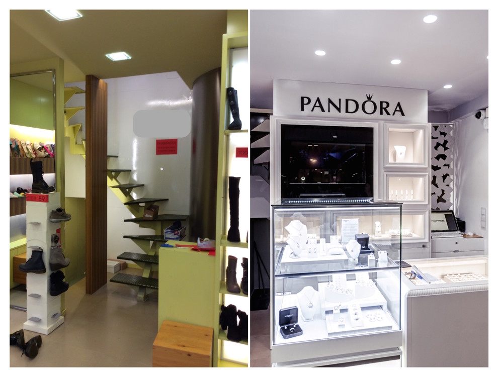El antes y el despues de un local comercial Antes Zapateria  Ahora Joyeria.