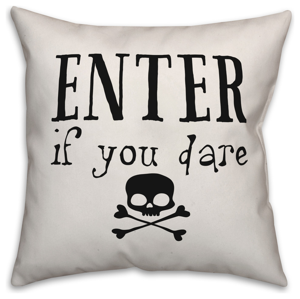Enter if you dare 16"x16" Throw Pillow Cover