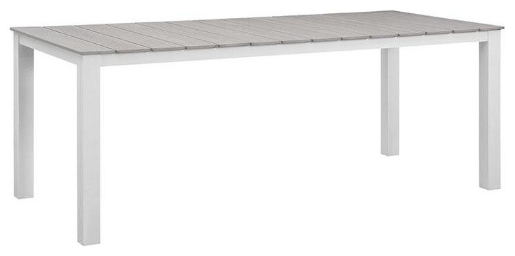 Modway Maine 80" Outdoor Patio Dining Table, White Light Gray