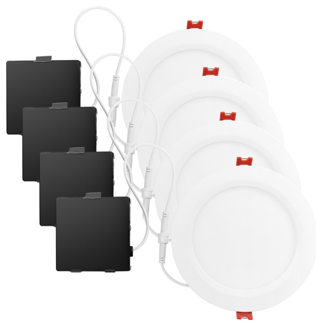 6" Ultra Slim Designer Dimming Integrated LED Recessed Lighting Kit, Set of 4