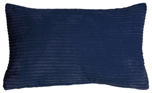 Pillow Decor - Wide Wale Corduroy 12 x 20 Throw Pillows, Dark Blue