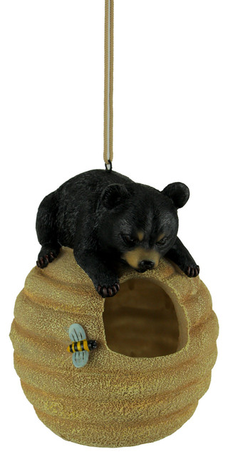 Oh Honey Black Bear On Beehive Hanging Bird Feeder Farmhouse