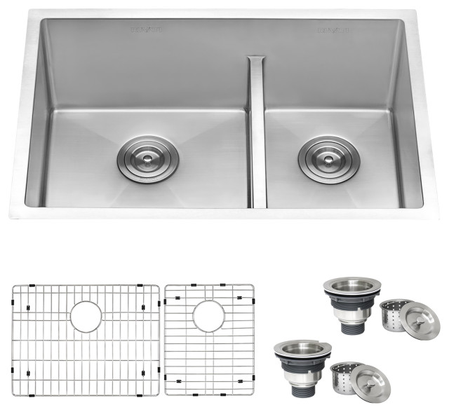 Ruvati 28 Low Divide Undermount Stainless Steel Kitchen Sink Rvh7255 Contemporary Kitchen Sinks By Ruvati Houzz