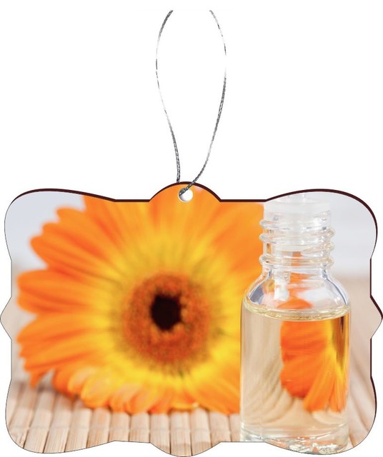 Glass Phial With Orange Gerbera Flower Design Rectangle Christmas Tree Ornament Glass Phial With Orange Gerbera Flower Design Rectangle Christmas Tree Ornament