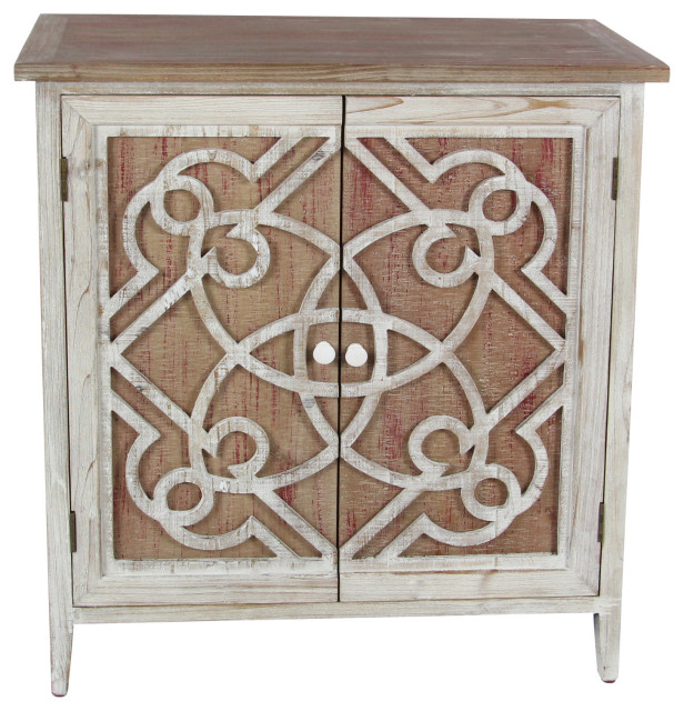 Natural and White Wood With Trellis Doors Farmhouse Accent