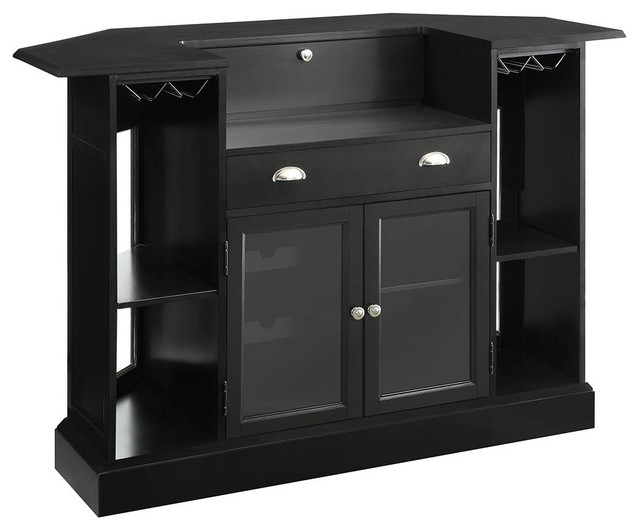Coaster Contemporary Black Bar Unit Transitional Wine And Bar