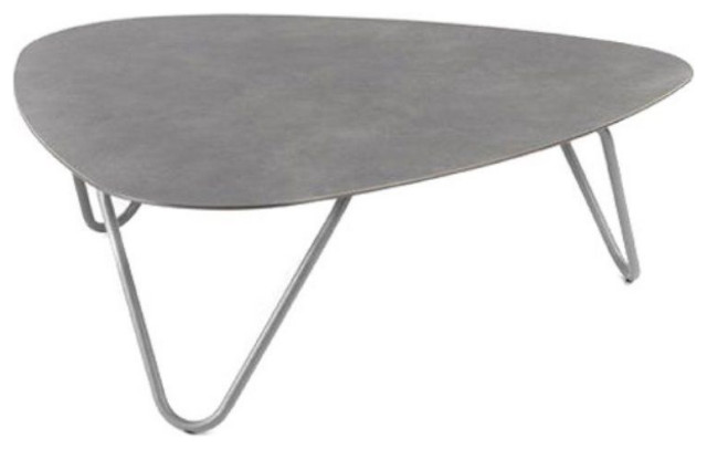 HomeRoots Table Titane Steel Frame Volcanic Finish Table Top