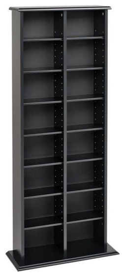 Double Multimedia Storage Tower Transitional Media Racks And Double Multimedia Storage Tower Black