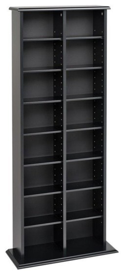 Double Multimedia Storage Tower - Black
