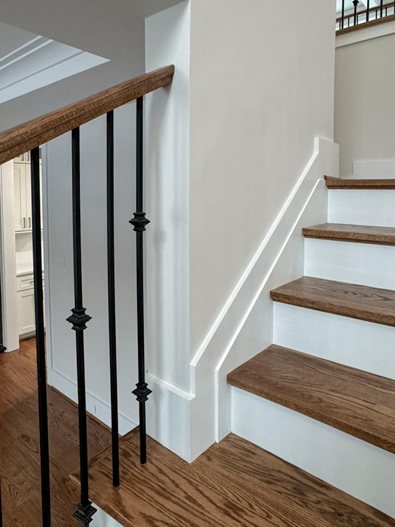 117_Distinct Oak Staircase with Iron Balusters & Oak Rail Profile, Chantilly VA