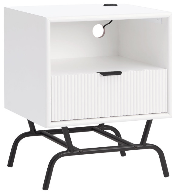 Danel Modern 18" Rectangle End Table With Drawer and USB Ports