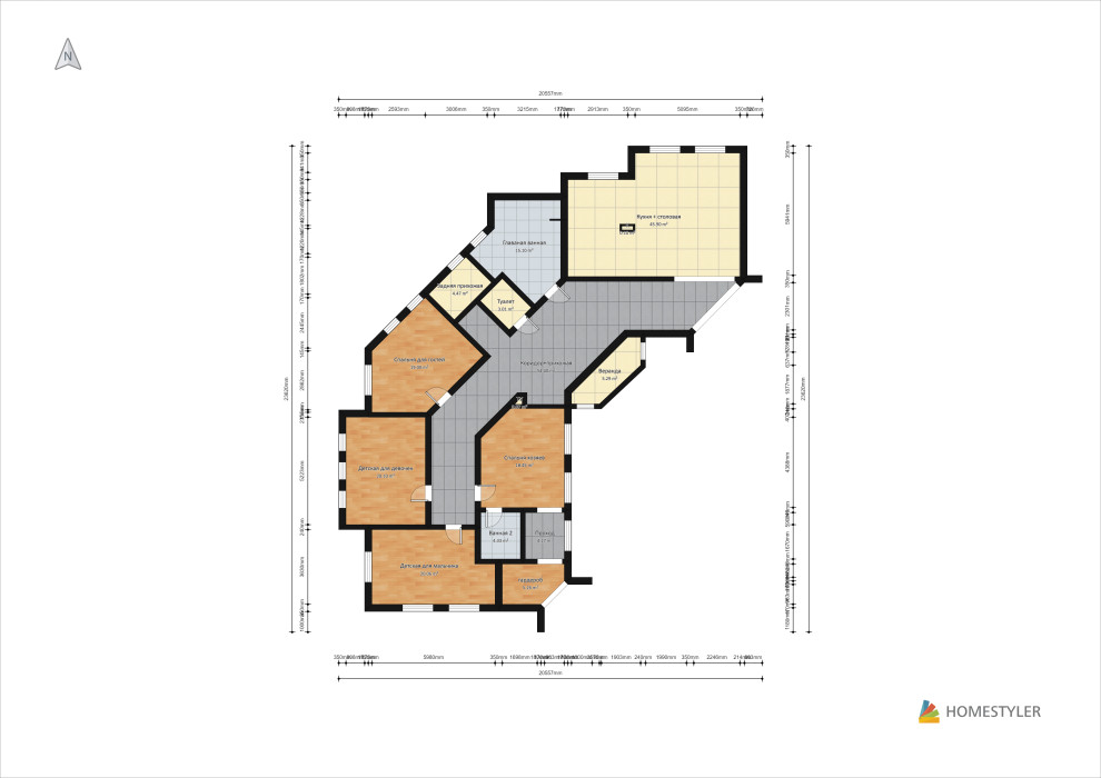 Планировка помещения без мебели