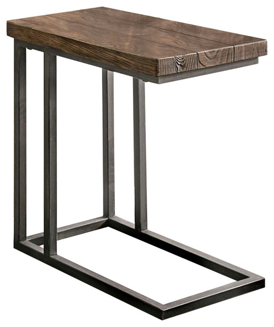 Zula Industrial Side Table, Dark Oak Finish Industrial Side Tables