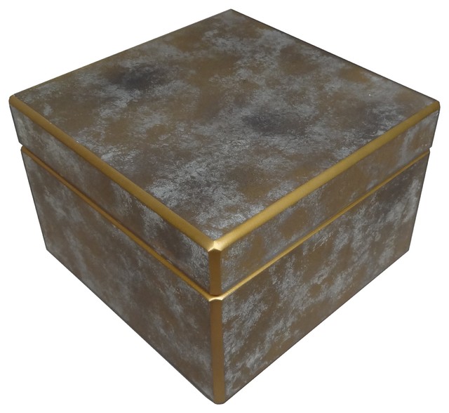 Large Reverse Painted Mirror Box in Antique Transitional Jewelry