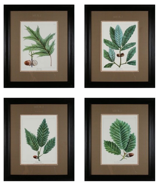 Sterling Industries Oak Leaves 28x24 Framed Wall Art, Set of 4