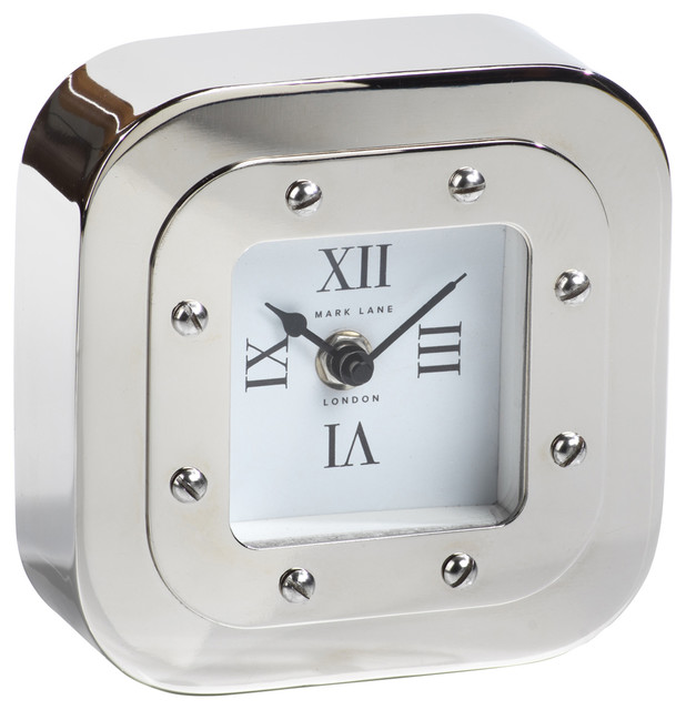Mark Lane Silver Table Clock Contemporary Desk And Mantel Clocks