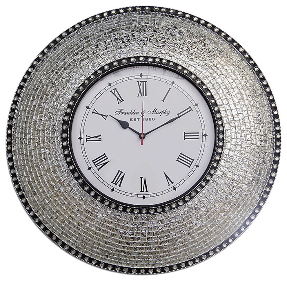 Decorative Mosaic Wall Clock, 22.5" Contemporary Wall Clocks by