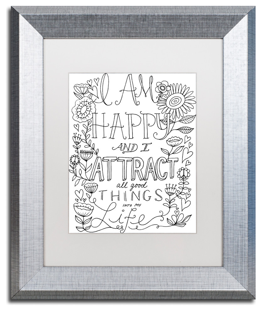 Elizabeth Caldwell 'I Attract Good Things' Art, Silver Frame, White Mat, 11x14