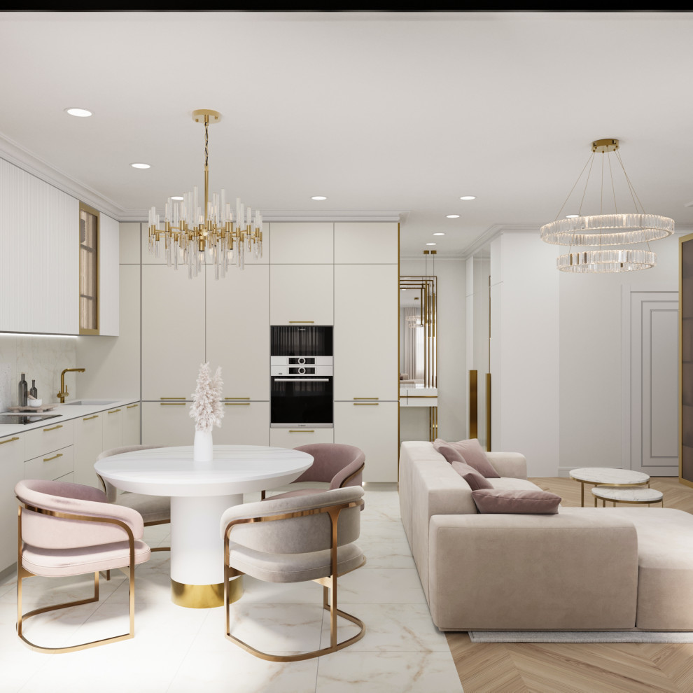 Проект квартиры в 99,2 м2 в неоклассике для молодой пары