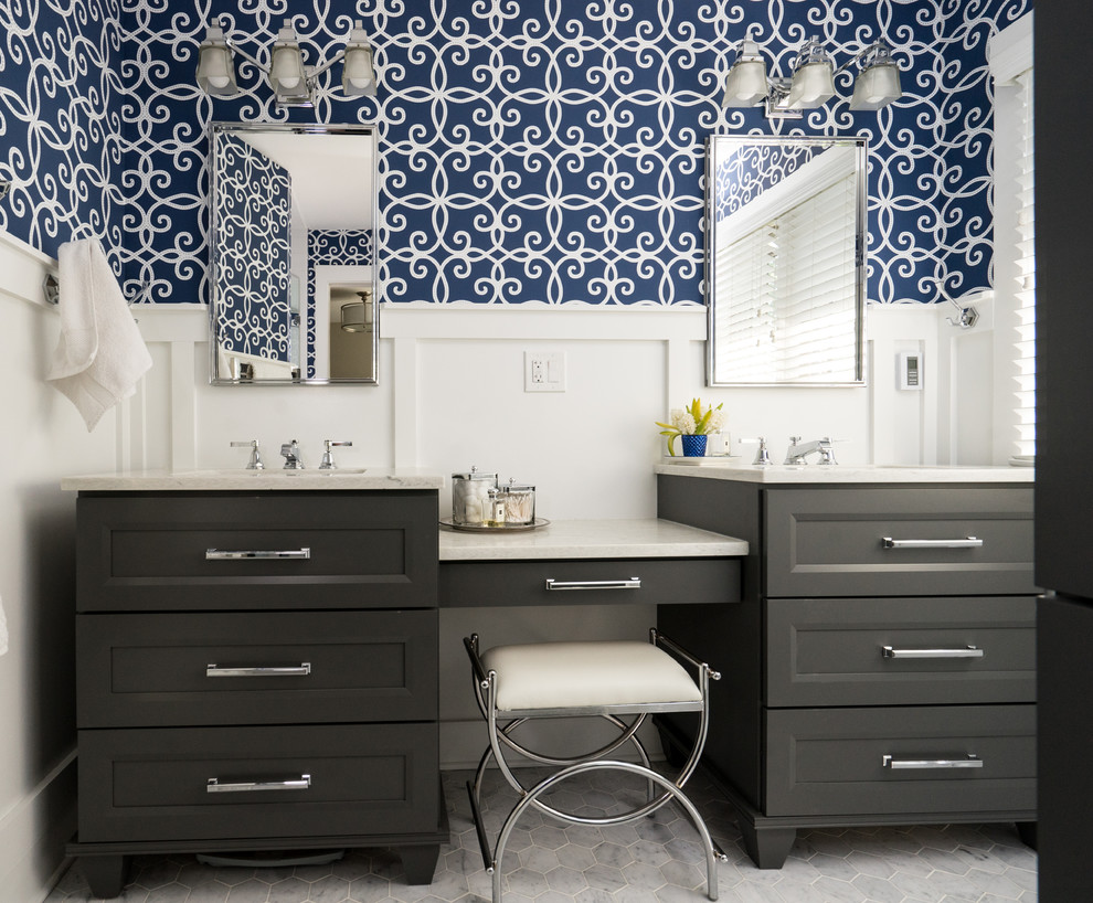 Mid-sized transitional home design photo in Chicago