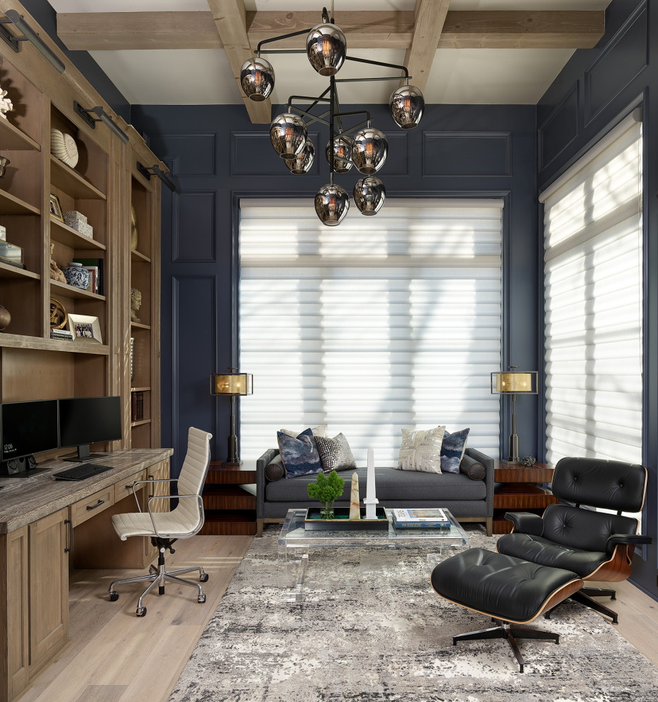 Example of a french country home office design in Dallas