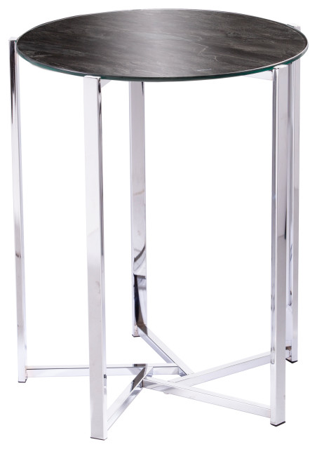 Denby Round End Table With Faux Marble Glass Top Contemporary Side Tables And End Tables By Sei