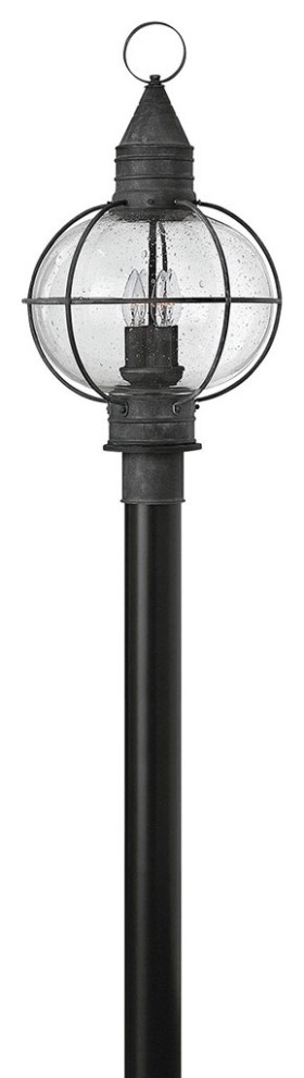 Hinkley Cape Cod 23.75" Large Post/Pier Mount Onion Lantern, Aged Zinc