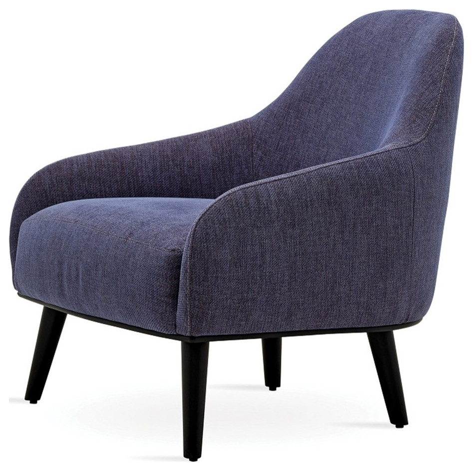 Genaux Plush Blue Fabric Armchair Midcentury Armchairs And Accent