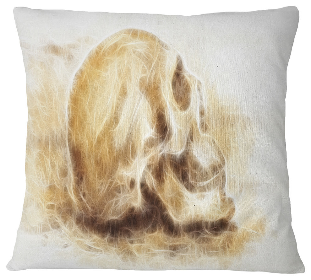 Skull On Paper Fractal Effect Contemporary Throw Pillow, 18"x18"
