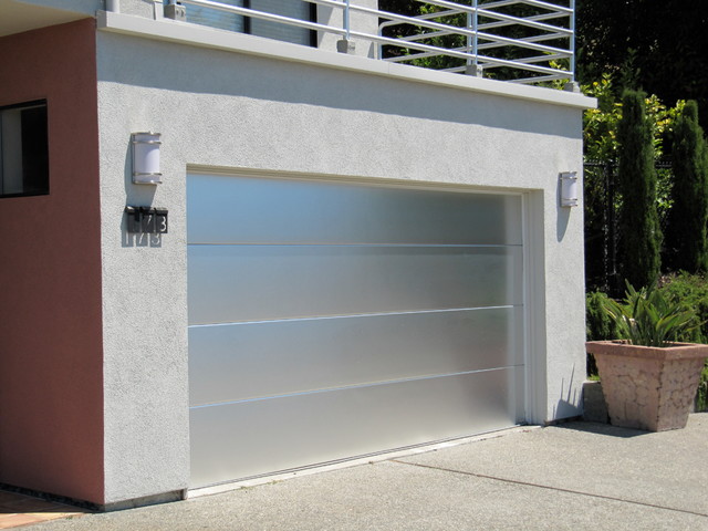 Custom Brushed Aluminum Garage Door In Marin County Modern