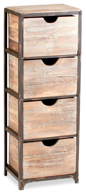Talford 4 Drawer Industrial Iron Wood Tall Storage Shelf
