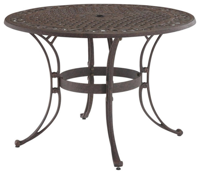 Bowery Hill Traditional Brown Aluminum Outdoor Dining Table