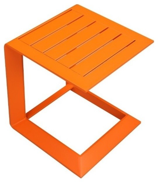 Vibrantly Designed Contemporary Aluminum Side Table, Orange