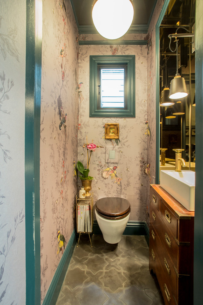 This is an example of an eclectic bathroom in San Francisco.